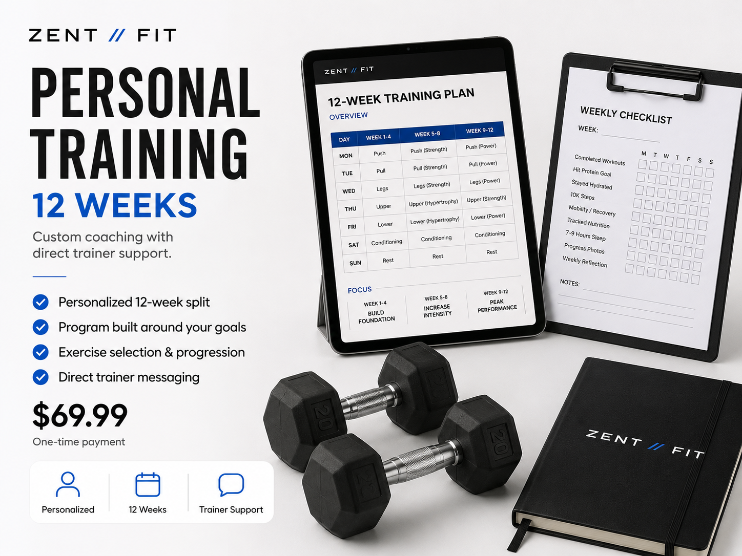 Personal Training Plan — 12 Weeks + DM with Private Trainer